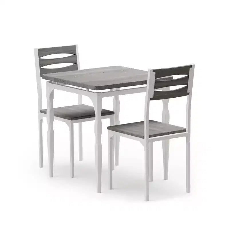 Set Tavolo da Pranzo 3 Pezzi per 2, Set Tavolo da Cucina da 27 pollici con Gamba a Spirale, Tavolo e Sedie da Cucina Quadrati in Legno, Tavolo da Colazione Salvaspazio per Cucina