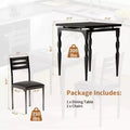 3 Piece Dining Table Set for 2, 27 Kitchen Table Set with Spiral Leg, Wooden Square Kitchen Table & Chairs, Space Saving Breakfast Table for Kitchen