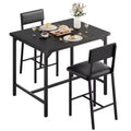 COZONY Counter Height Dining Table Set for 2 with 2 Upholstered Stools, Footrest & Backrest for Small Spaces