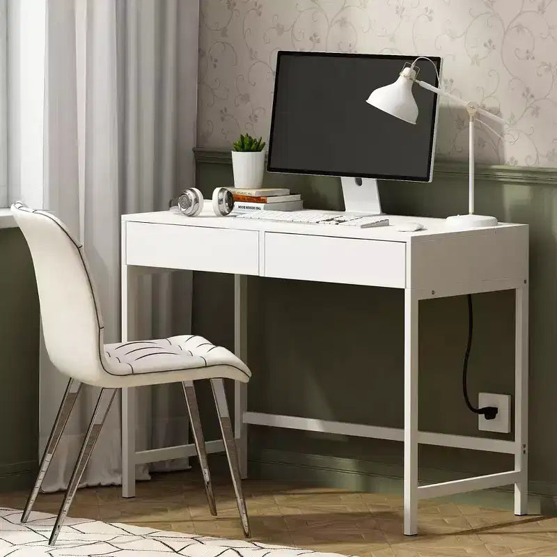 Okak Tavolino da Toeletta Moderno con Specchio e Porte USB, Piccola Scrivania da Trucco con Cassetti di Grande Capacità, Tavolo Trucco per Camere da Letto