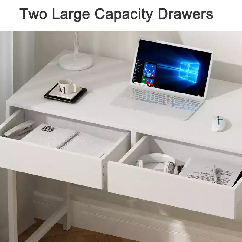 Okak Tavolino da Toeletta Moderno con Specchio e Porte USB, Piccola Scrivania da Trucco con Cassetti di Grande Capacità, Tavolo Trucco per Camere da Letto