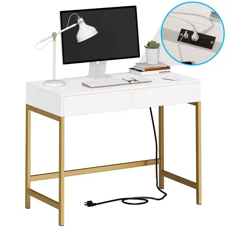 Okak Tavolino da Toeletta Moderno con Specchio e Porte USB, Piccola Scrivania da Trucco con Cassetti di Grande Capacità, Tavolo Trucco per Camere da Letto