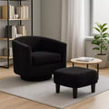 Homy Casa Modern Swivel Barrel Chair and Ottoman Set  Cozy Lounge Seating