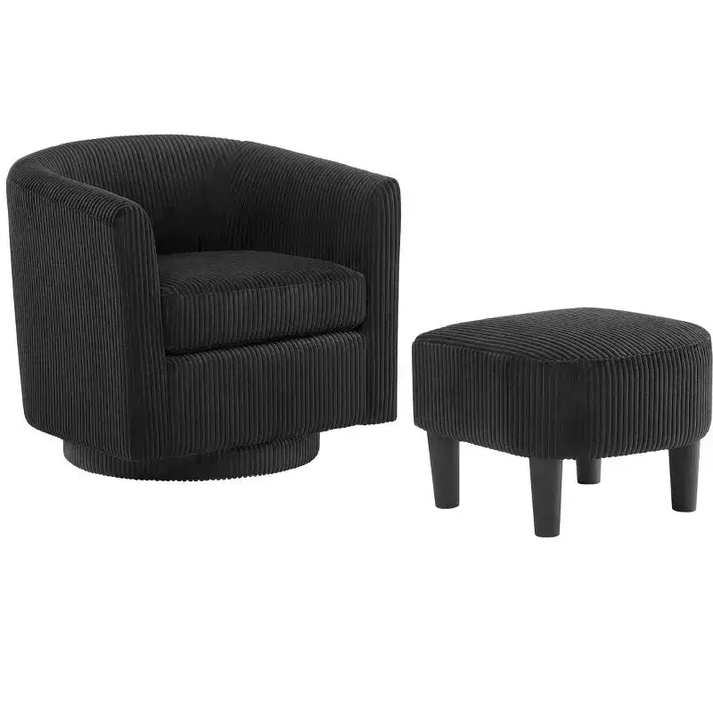 Homy Casa Poltrona a barilotto girevole moderna e pouf Set seduta lounge accogliente