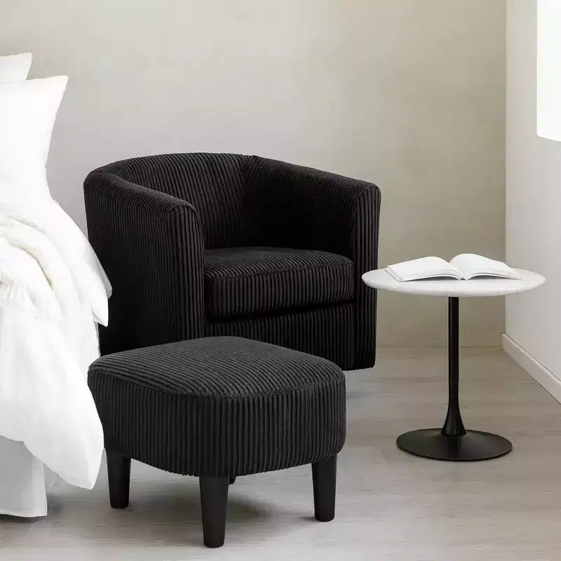 Homy Casa Poltrona a barilotto girevole moderna e pouf Set seduta lounge accogliente