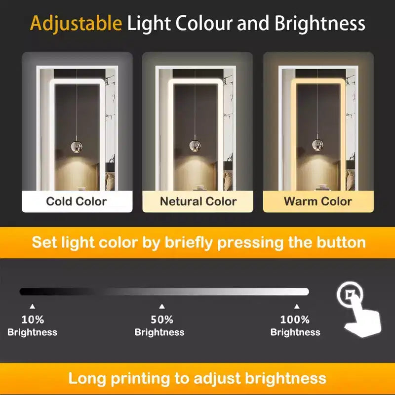Mobile toeletta elegante Famapy con specchio LED a figura intera e cassetti divisori, mobile contenitore bianco/nero/rosa, organizer spazioso per il trucco in camera da letto