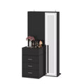 Mobile toeletta elegante Famapy con specchio LED a figura intera e cassetti divisori, mobile contenitore bianco/nero/rosa, organizer spazioso per il trucco in camera da letto