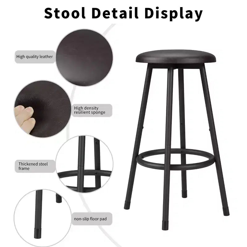 Set da 5 pezzi Homy Casa, tavolo da bar e sgabelli industriali, set da pranzo moderno ad altezza bancone, marrone rustico e nero