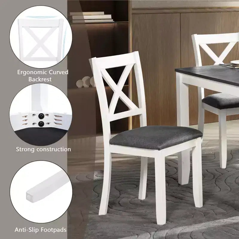 GDFStudio Alvarez Sedie e Panca da Pranzo Moderne in Gomma e Tessuto, Set da 6 Pezzi con Tavolo da Pranzo Rettangolare