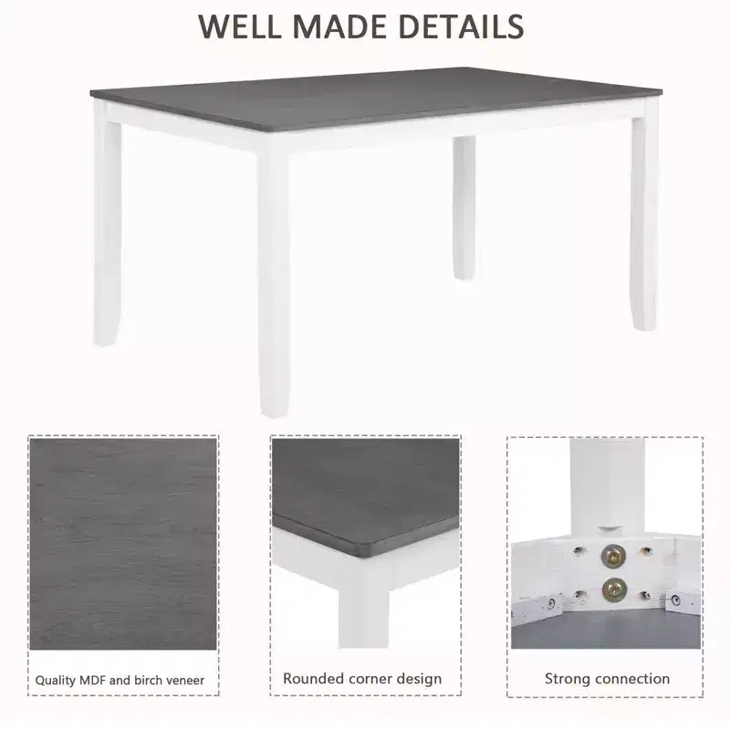 GDFStudio Alvarez Sedie e Panca da Pranzo Moderne in Gomma e Tessuto, Set da 6 Pezzi con Tavolo da Pranzo Rettangolare