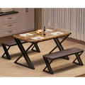 Dining Table with 2 Benches, Kitchen Table Set for 4, Modern Breakfast Dinette with Upholstered Bench, Dining Table Set, Table 43.3 Inches Long