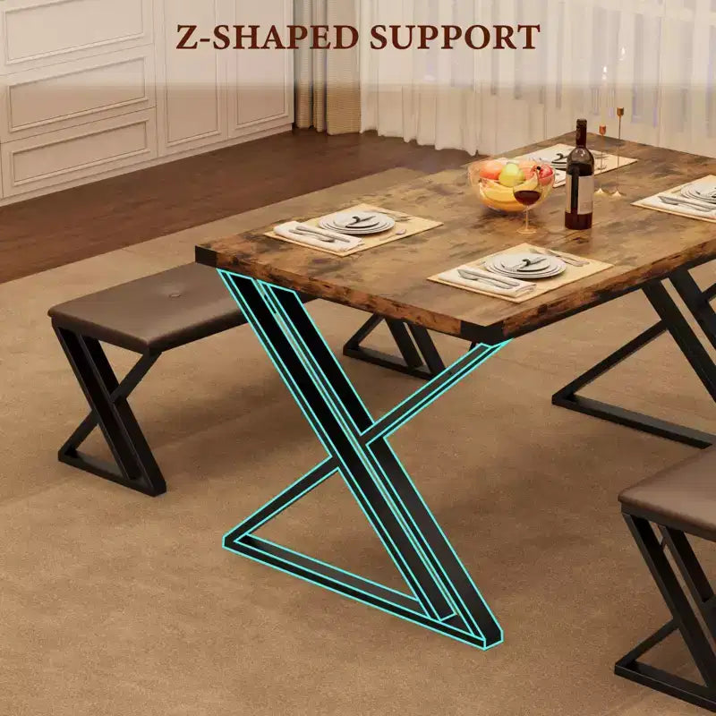 Tavolo da pranzo con 2 panche, set tavolo da cucina per 4 persone, moderna zona colazione con panca imbottita, set tavolo da pranzo, tavolo lungo 110 cm