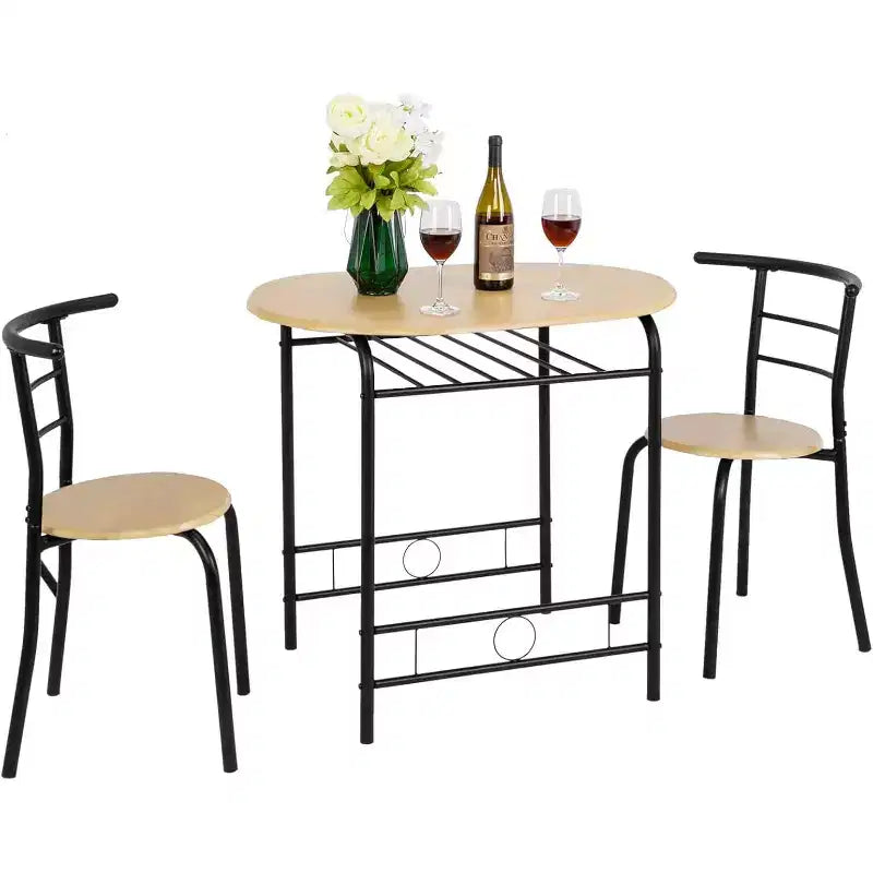VINGLI 3 Piece Dining Set,Small Kitchen Table Set for 2,Breakfast Table Set,Kitchen Wooden Table and 2 Chairs