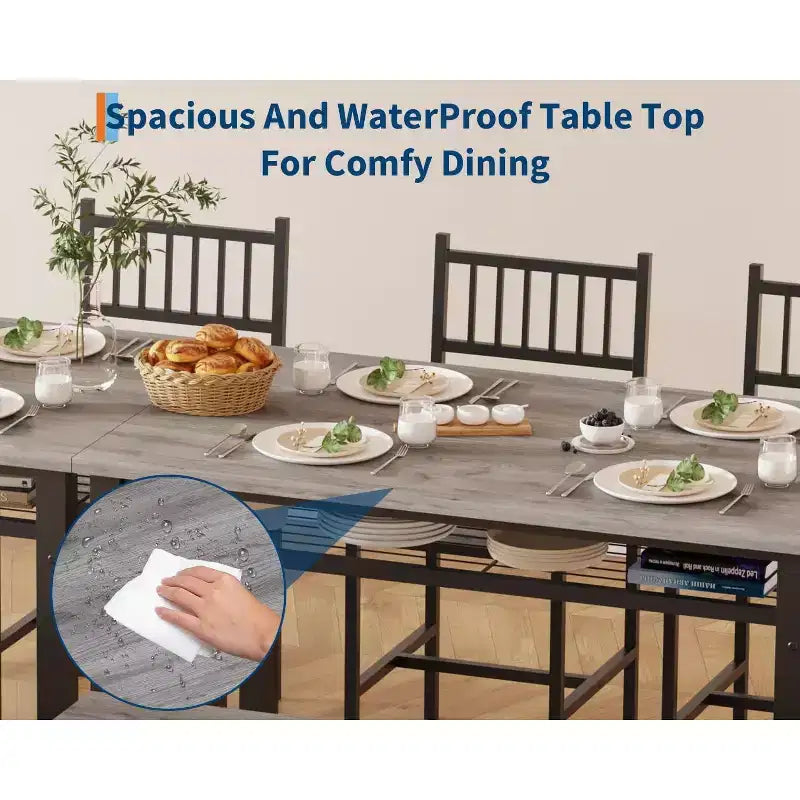 Set da pranzo per 4 persone, tavolo da cucina marrone con 2 sedie e panca, tavolo e panca con spazio contenitore, set da pranzo di 4 pezzi per spazi piccoli