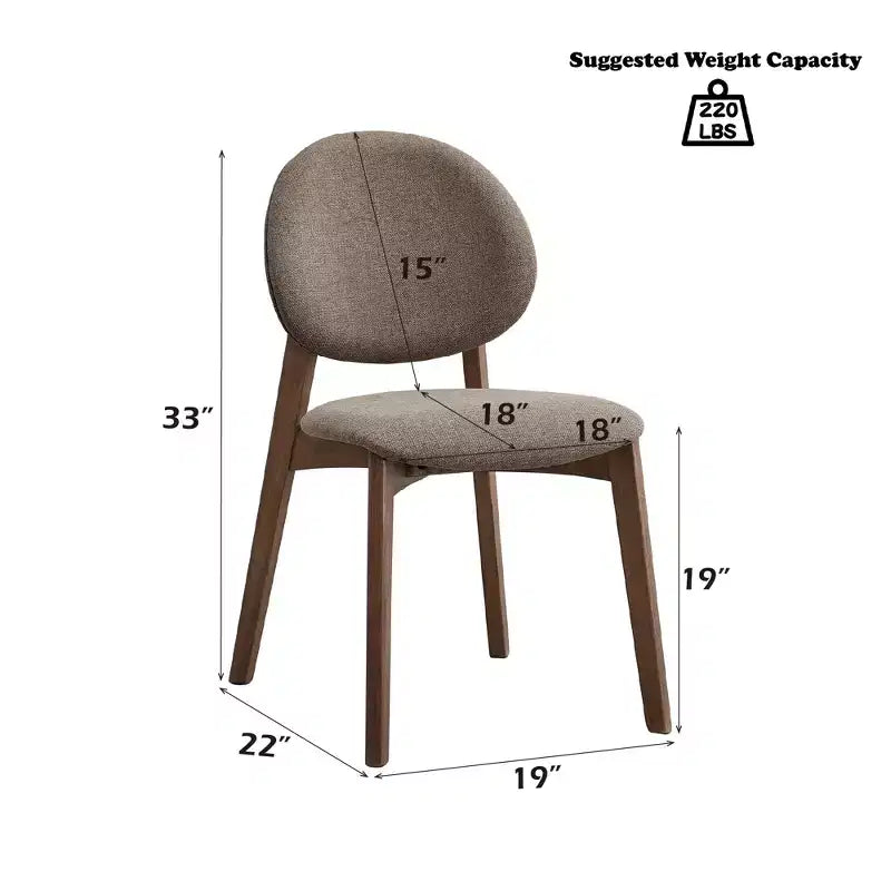 Set da Pranzo di 5 Pezzi GDFStudio Neihart in Tessuto e Legno di Gomma con Base Curva