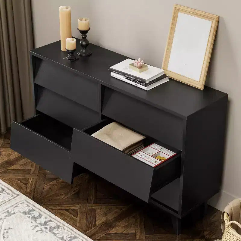 Cassettiera a 6 cassetti per camera da letto, cassettiera ampia vintage con design smussato, cassettiera doppia con contenitori per l'organizzazione