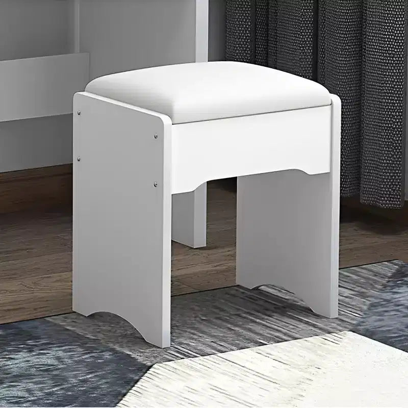 GDFStudio Tess Toeletta moderna con specchio da 34,8'' e luci, 1 sedia, 4 cassetti e ripiani aperti