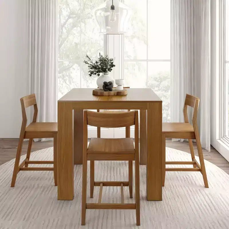 Tavolo alto da bancone moderno Plank and Beam + 2 sedie da bancone moderne (confezione da 2)