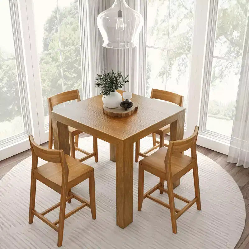 Tavolo alto da bancone moderno Plank and Beam + 2 sedie da bancone moderne (confezione da 2)