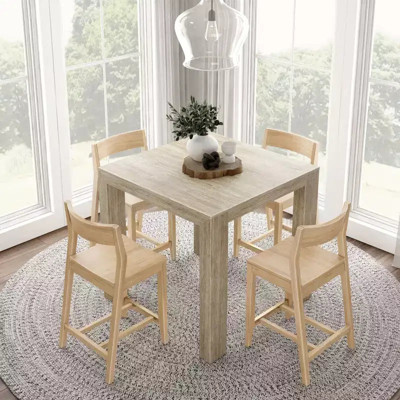 Tavolo alto da bancone moderno Plank and Beam + 2 sedie da bancone moderne (confezione da 2)