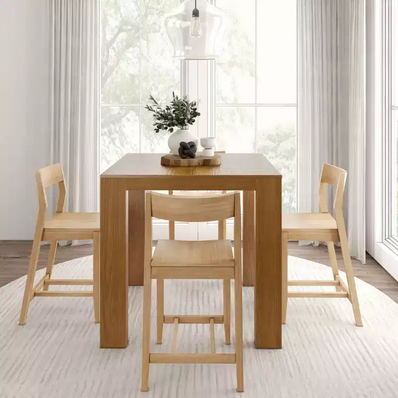 Tavolo alto da bancone moderno Plank and Beam + 2 sedie da bancone moderne (confezione da 2)