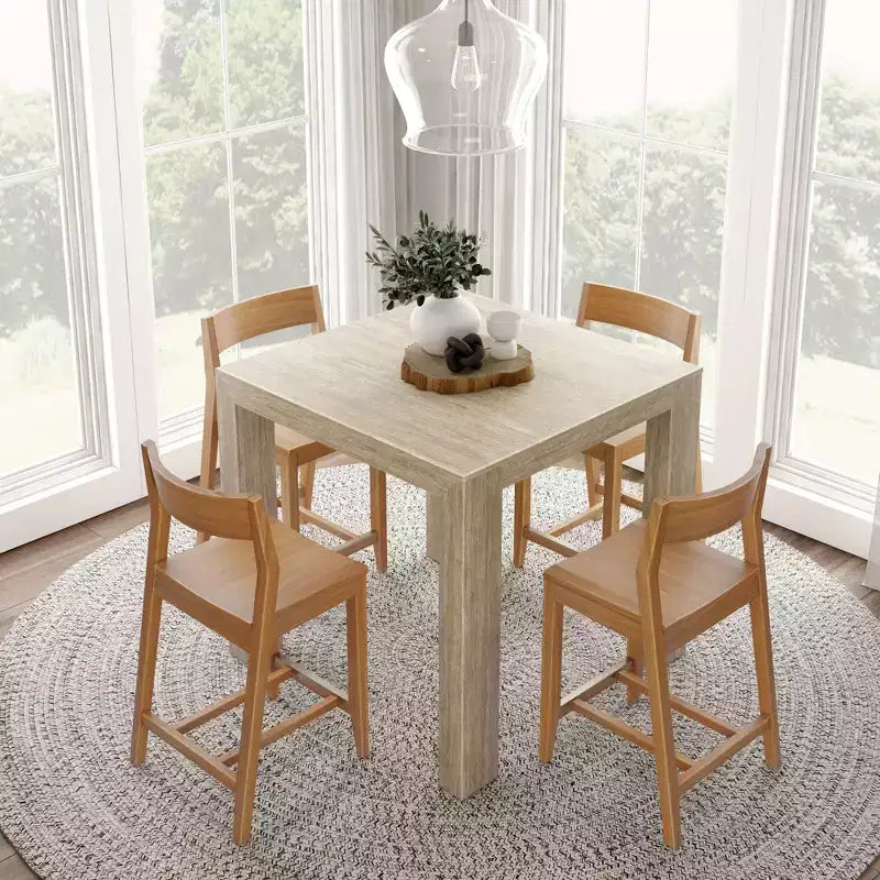 Tavolo alto da bancone moderno Plank and Beam + 2 sedie da bancone moderne (confezione da 2)