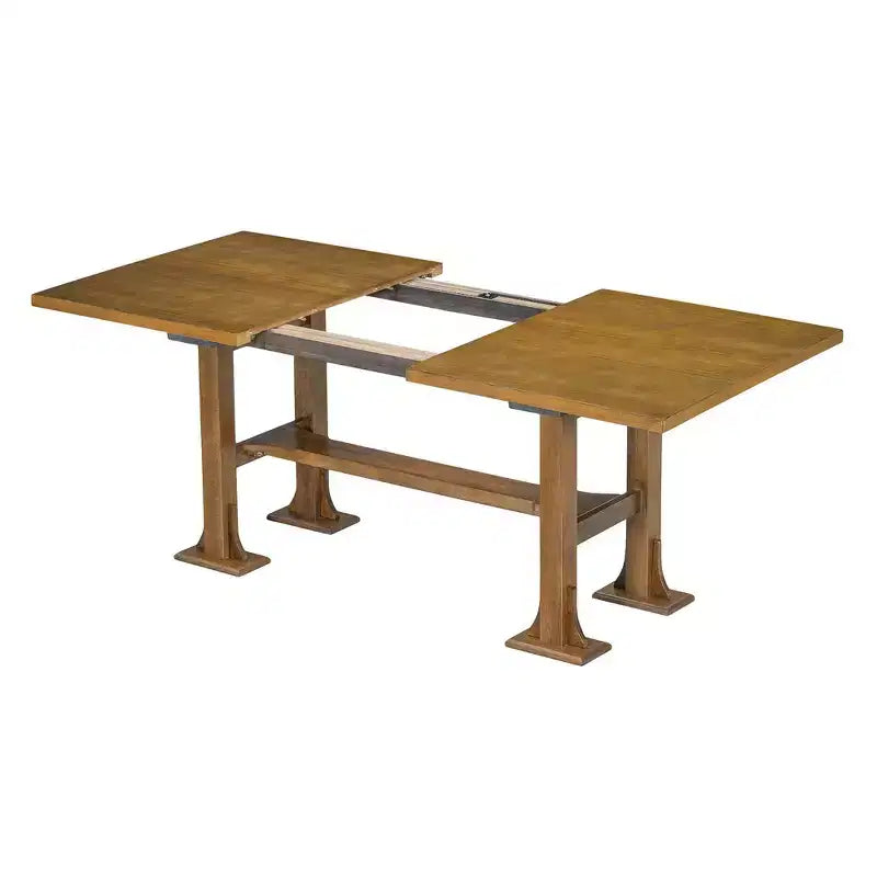 Set da pranzo Whisen 6 pezzi stile rustico con tavolo allungabile, prolunga rimovibile, sedie imbottite e panca