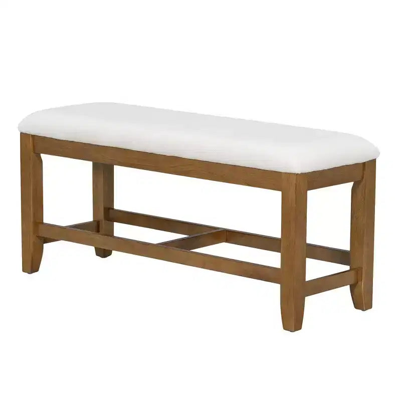 Set da pranzo Whisen 6 pezzi stile rustico con tavolo allungabile, prolunga rimovibile, sedie imbottite e panca
