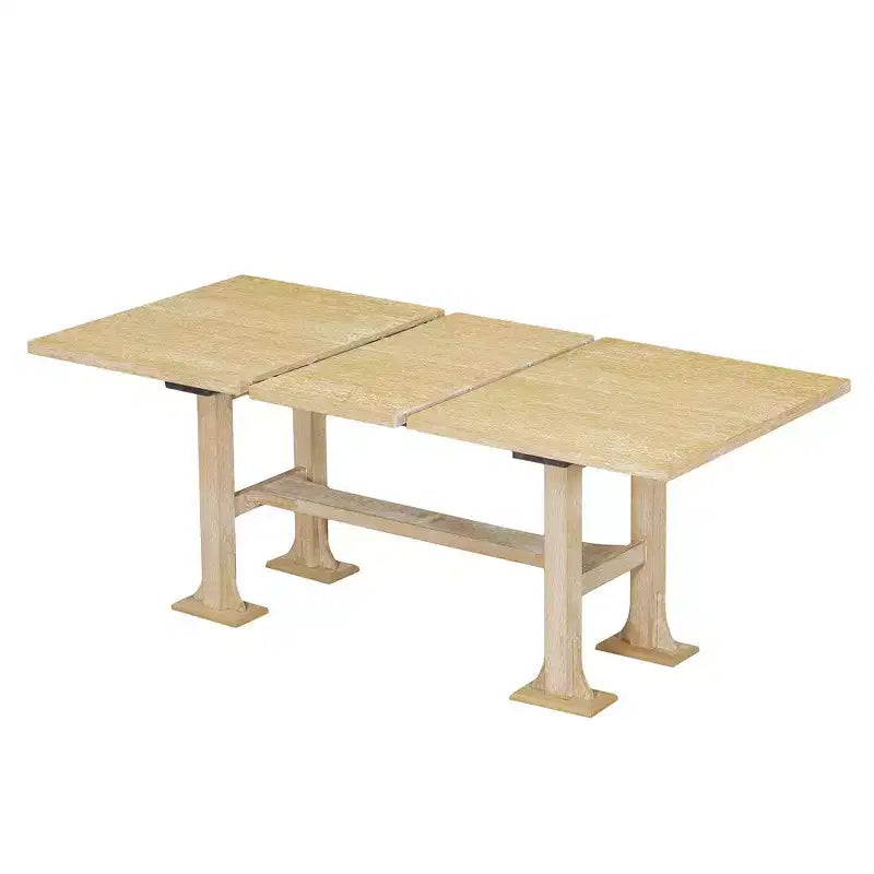 Set da pranzo Whisen 6 pezzi stile rustico con tavolo allungabile, prolunga rimovibile, sedie imbottite e panca