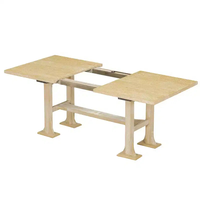 Set da pranzo Whisen 6 pezzi stile rustico con tavolo allungabile, prolunga rimovibile, sedie imbottite e panca