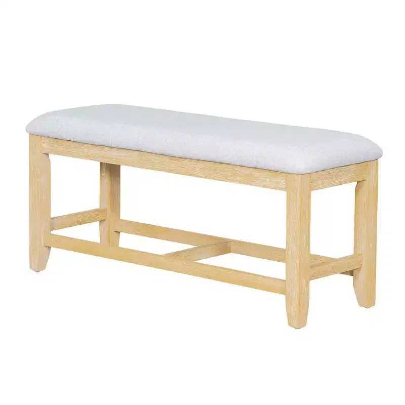 Set da pranzo Whisen 6 pezzi stile rustico con tavolo allungabile, prolunga rimovibile, sedie imbottite e panca