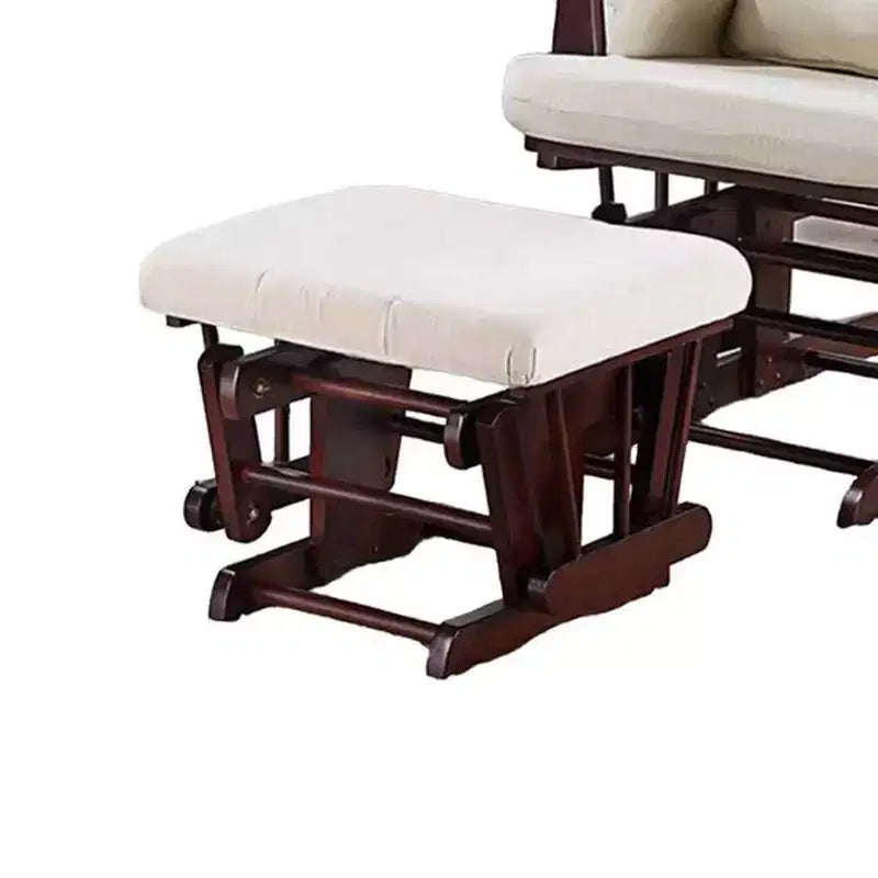 Poltrona reclinabile Royal Hampton Glider con pouf, legno marrone, quadrata beige