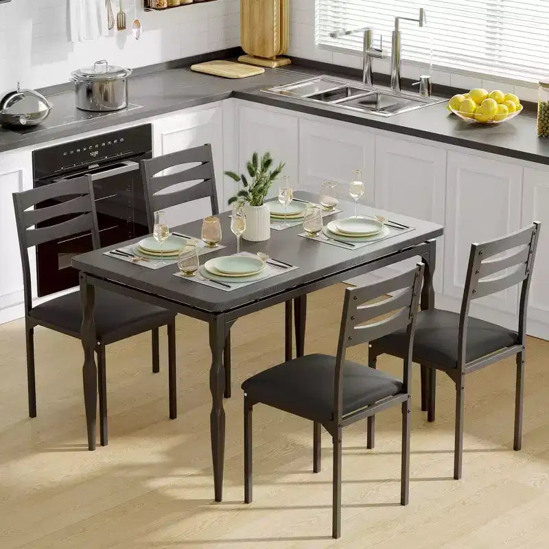 Set da pranzo per 4 persone, gambe del tavolo a spirale, sedute ergonomiche confortevoli, set da tavolo da bar, per piccoli spazi, cucina, appartamento