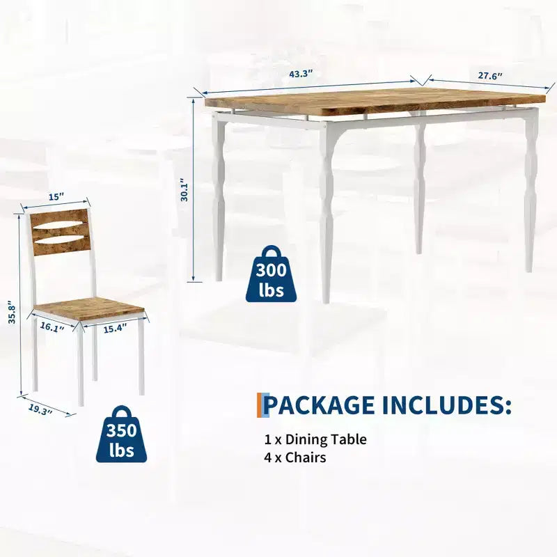 Set da pranzo per 4 persone, gambe del tavolo a spirale, sedute ergonomiche confortevoli, set da tavolo da bar, per piccoli spazi, cucina, appartamento