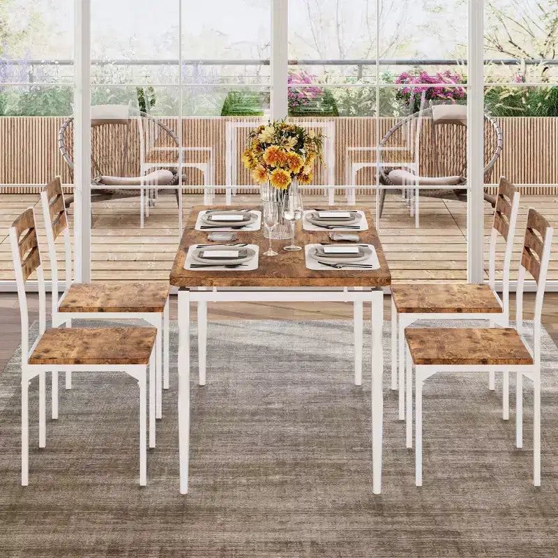 Set da pranzo per 4 persone, gambe del tavolo a spirale, sedute ergonomiche confortevoli, set da tavolo da bar, per piccoli spazi, cucina, appartamento