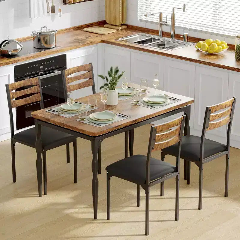 Set da pranzo per 4 persone, gambe del tavolo a spirale, sedute ergonomiche confortevoli, set da tavolo da bar, per piccoli spazi, cucina, appartamento