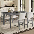 5 Piece Dining Table Set, Rustic Farmhouse Kitchen Table & 4 Upholstered Chairs - ModernLuxe