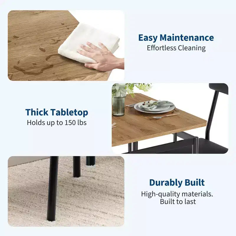Set tavolo da pranzo industriale per 2, set tavolo da cucina in legno, set mobili da colazione in stile rustico, per sala da pranzo, appartamento, monolocale