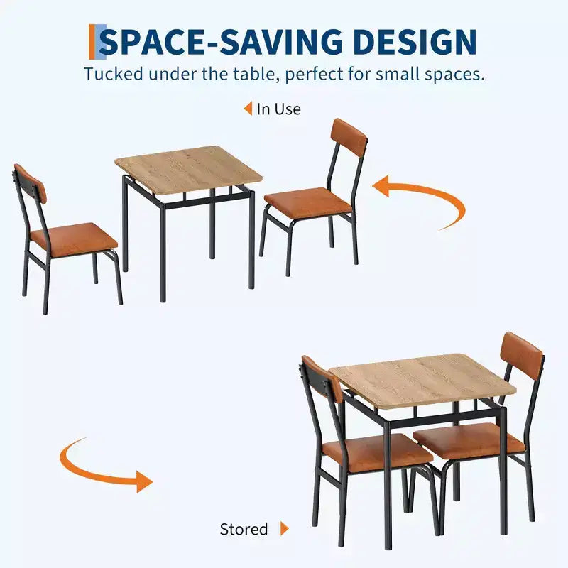 Set tavolo da pranzo industriale per 2, set tavolo da cucina in legno, set mobili da colazione in stile rustico, per sala da pranzo, appartamento, monolocale