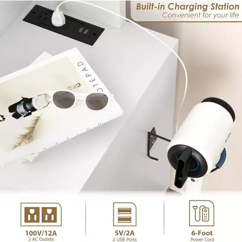 Toeletta con Specchio e Luce, Tavolo da Trucco con Specchio Scorrevole Illuminato, 3 Modalità di Illuminazione, 5 Grandi Cassetti, Adatta per Camere da Letto