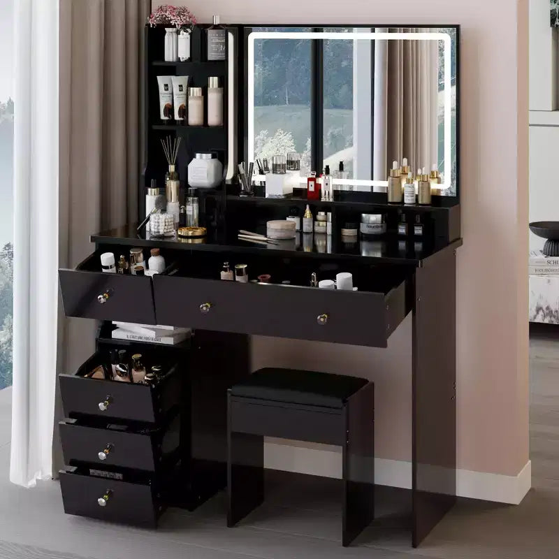 Okak 41IN Tavolo da Trucco con Specchio Extra Large Touch Control, Scrivania da Toilette con Grande Capacità di Archiviazione, Tavolino da Trucco per Camera da Letto, Studio