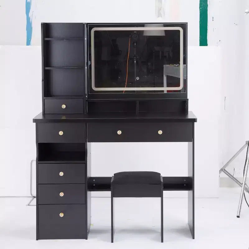 Okak 41IN Tavolo da Trucco con Specchio Extra Large Touch Control, Scrivania da Toilette con Grande Capacità di Archiviazione, Tavolino da Trucco per Camera da Letto, Studio