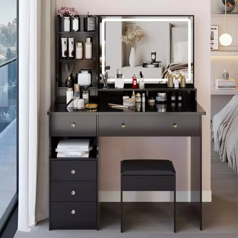 Okak 41IN Tavolo da Trucco con Specchio Extra Large Touch Control, Scrivania da Toilette con Grande Capacità di Archiviazione, Tavolino da Trucco per Camera da Letto, Studio