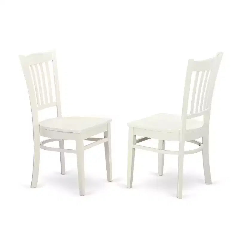 Set da pranzo moderno 3 pezzi - Tavolo rotondo e 2 sedie - Finitura bianco lino