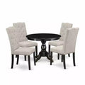 5-Piece Wire Brushed Black Finish Solid Wood Top Dining table with 4 Chairs with