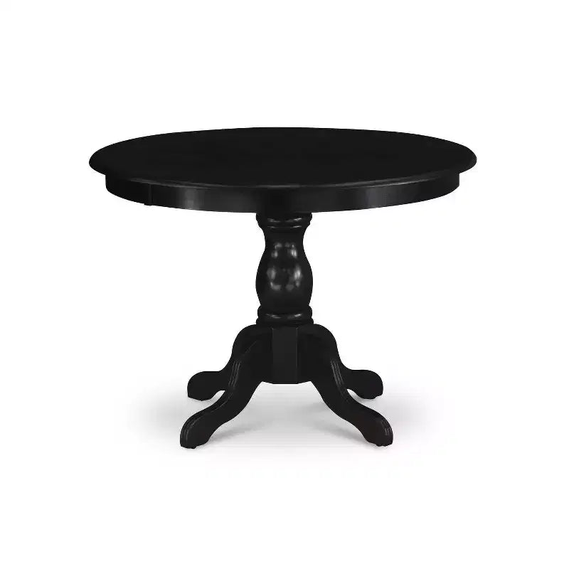Set da pranzo 5 pezzi con tavolo con piano in legno massello con finitura nera spazzolata e 4 sedie con