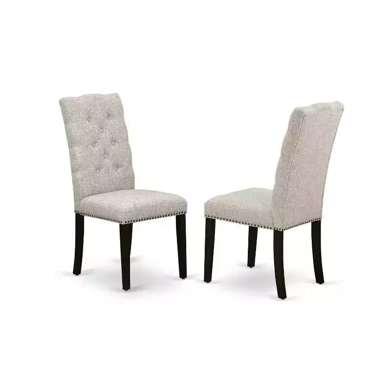 Set da pranzo 5 pezzi con tavolo con piano in legno massello con finitura nera spazzolata e 4 sedie con