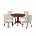 HomeStock 5-Piece Mahogany Finish Solid Wood Top Dining table with 4 Chairs