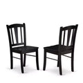 HomeStock 5-Piece Round Black and Cherry Finish Solid Wood Top Dining table with 4 Chairs with Slat Back