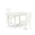 HomeStock 3-Pc Linen White Finish Rectangular Solid Wood Top With Butterfly Leaf Dining Table Set